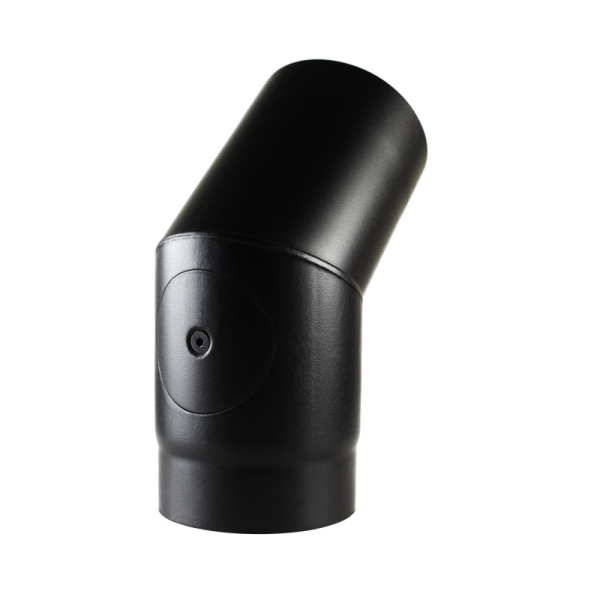 45 Degree Bend W/Door Matt Black Vitreous Enamel Stove Pipe