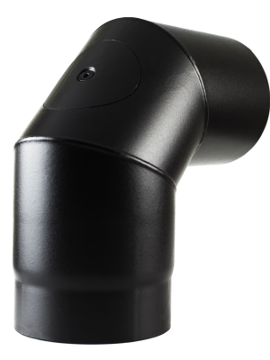 90 Degree Bend W/Door Matt Black Vitreous Enamel Stove Pipe