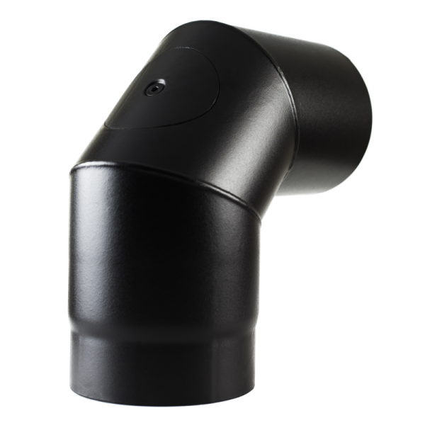 90 Degree Bend W/Door Matt Black Vitreous Enamel Stove Pipe