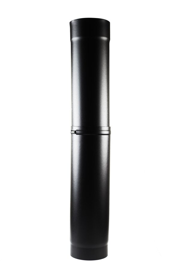 1/2m Telescopic Matt Black Vitreous Enamel Stove Pipe